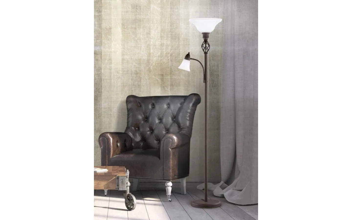 Golvlampor < Trio Lighting Rustica Golvlampa uplight E27 + E14 rustik