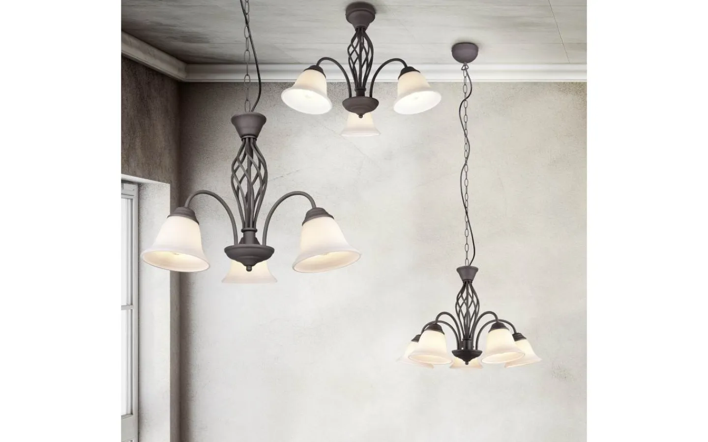 Stora Taklampor Ø50-69 Cm-Trio Lighting Rustica Takkrona 60cm 5-delad E27 rustik
