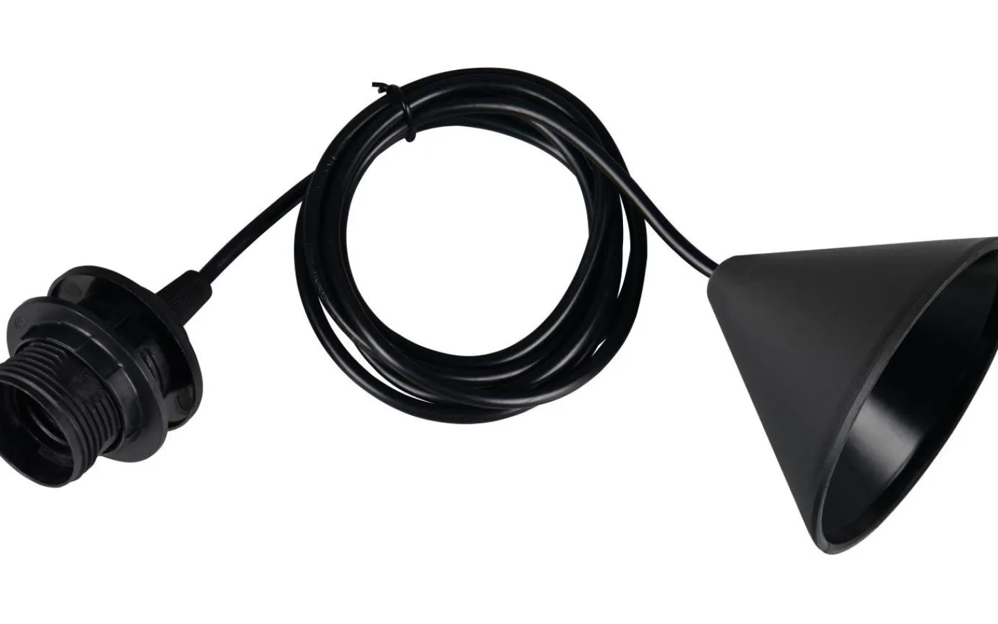 Takupphäng|Sladdställ Med Sockel-Trio Lighting Sala E27-upphängningssats 2m svart med plastlina