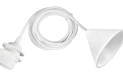 Takupphäng|Sladdställ Med Sockel < Trio Lighting Sala E27-upphängningssats 2m vit med textilsladd