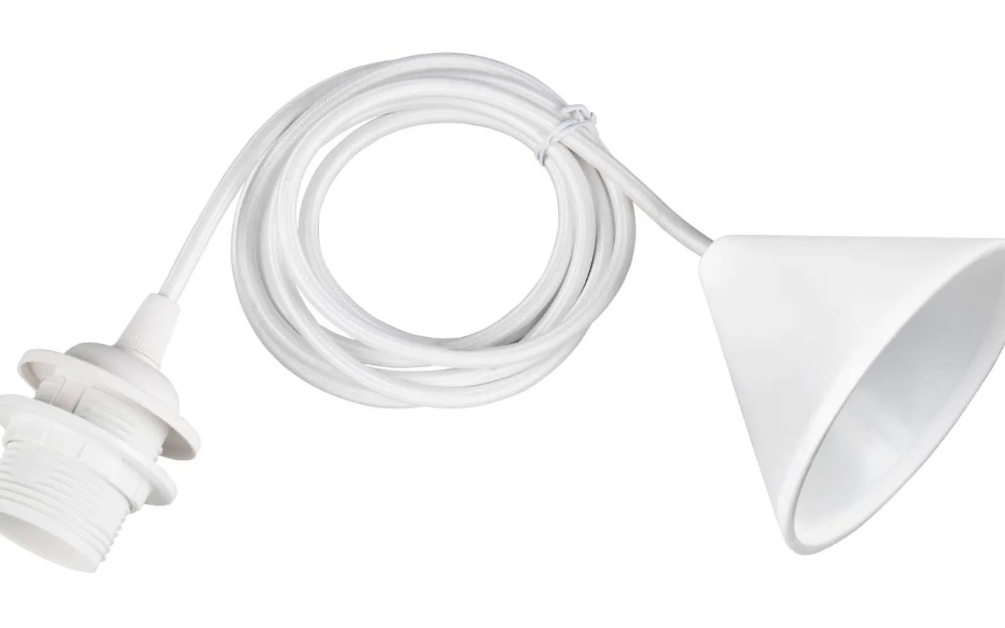 Takupphäng|Sladdställ Med Sockel < Trio Lighting Sala E27-upphängningssats 2m vit med textilsladd