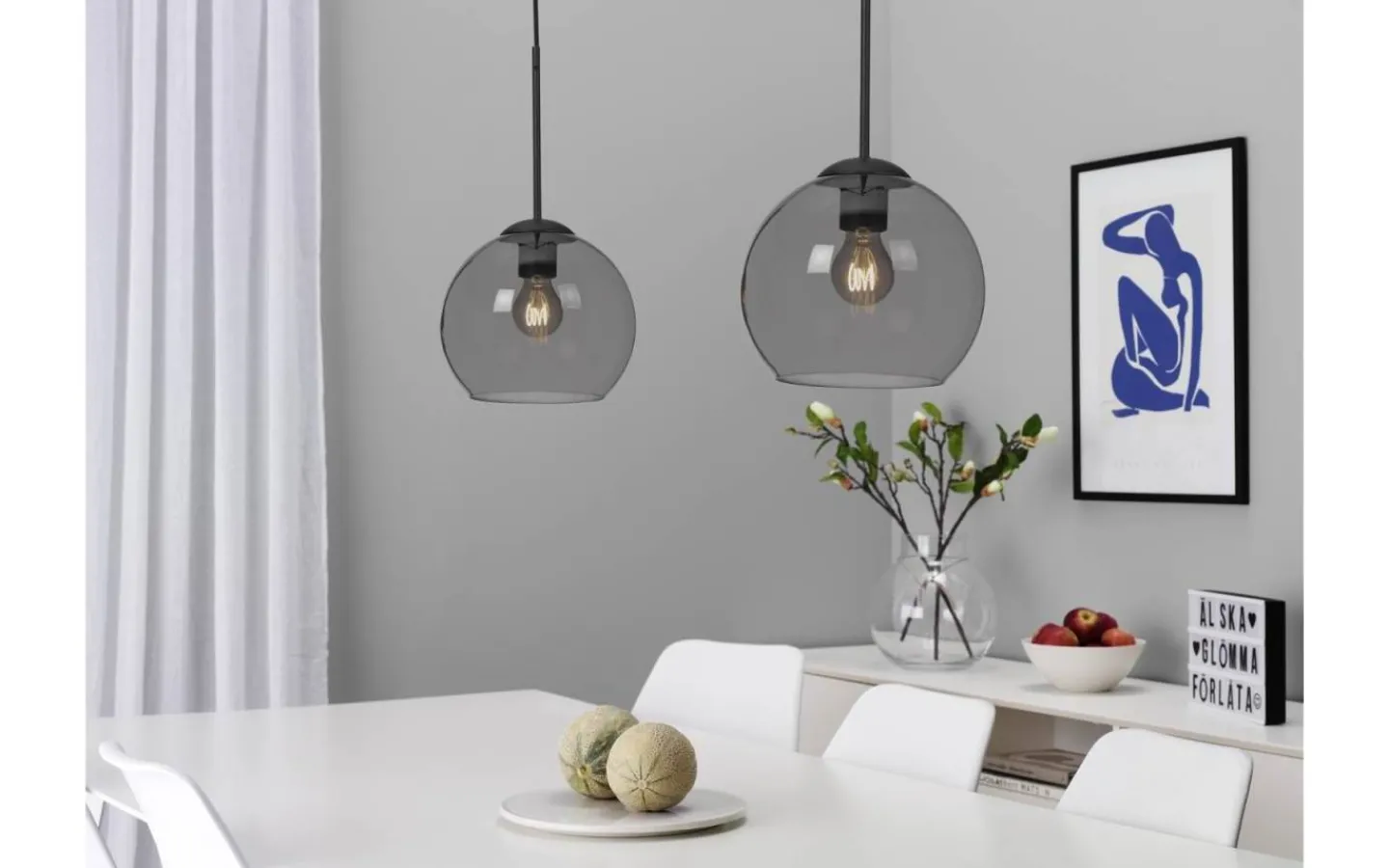 Avlånga Taklampor < Cottex Salle Taklampa 82cm Svart/Rök