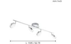 Avlånga Takspotlights|Takspot Med Minst 4 Lampor-Eglo Salto Takspotlight 76cm LED 3000K 4x5,4W Krom