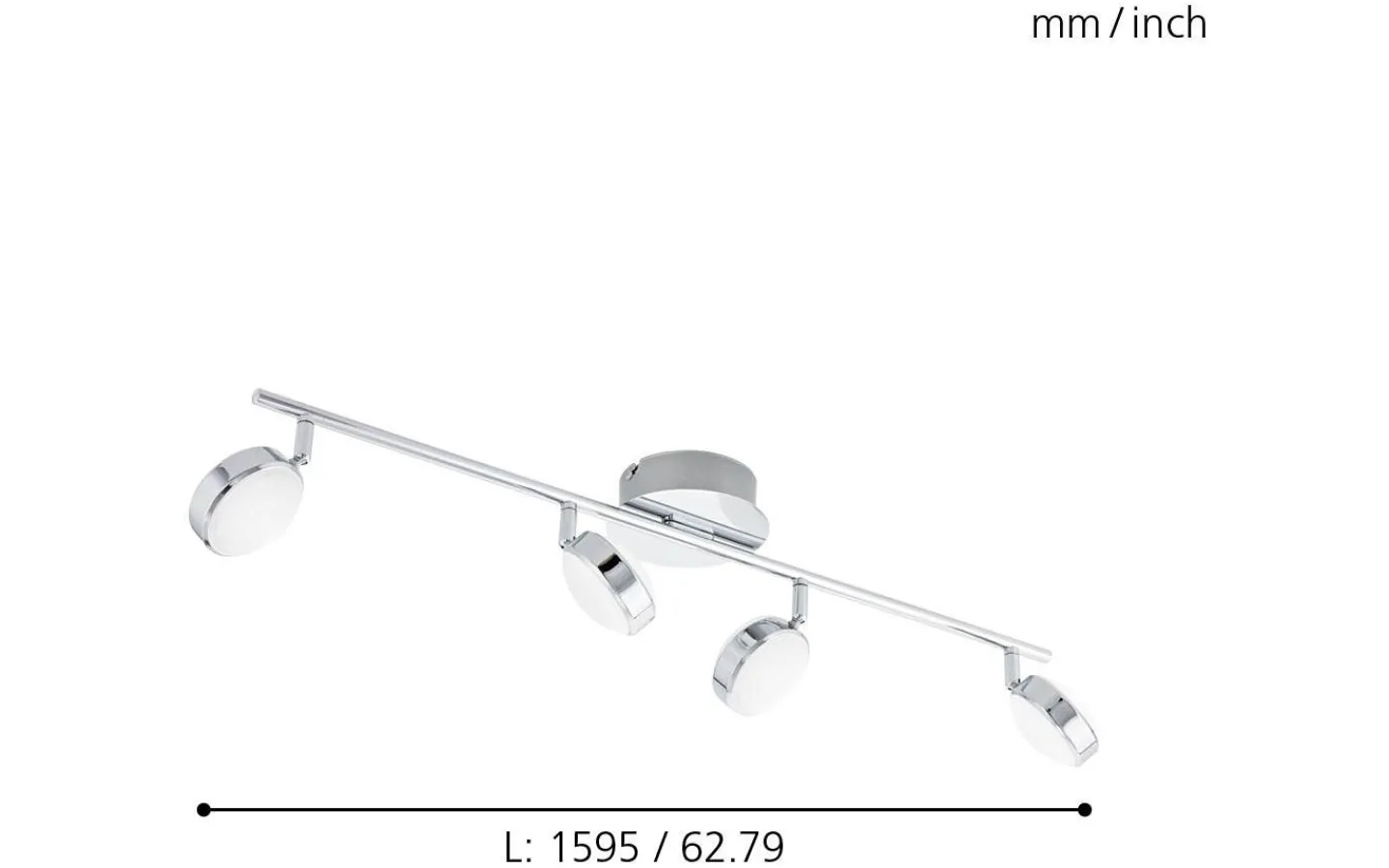 Avlånga Takspotlights|Takspot Med Minst 4 Lampor-Eglo Salto Takspotlight 76cm LED 3000K 4x5,4W Krom