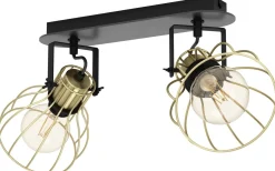 Avlånga Takspotlights|Takspot Med 2 Lampor-Eglo Sambatello Takspotlight 48cm Svart/Guld