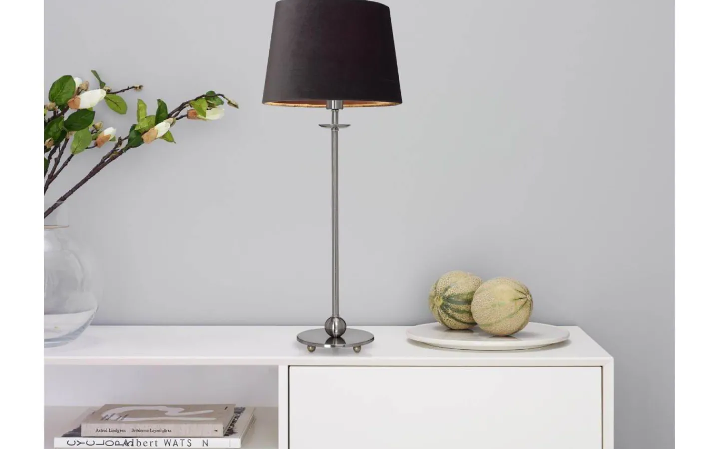 Ovala Lampskärmar-Cottex Sammet Lampskärm Oval 25cm Mörkgrå