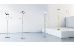 Uplight|Golvläslampor-Trio Lighting Santo II Golvlampa LED uplight i borstat stål
