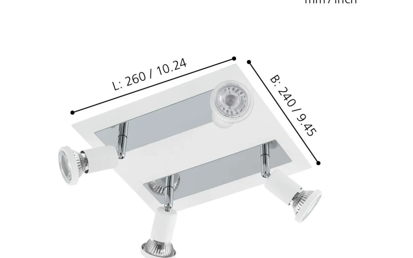 Takspot Med Minst 4 Lampor < Eglo Sarria Takspotlight 26cm GU10 LED 3000K 4x4,5W Vit