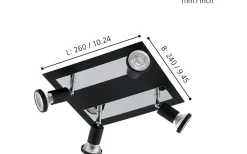 Takspot Med Minst 4 Lampor-Eglo Sarria Takspotlight 26cm GU10 LED 3000K 4x4,5W Svart