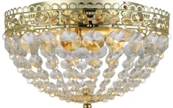Kristallplafonder-Markslojd Saxholm Kristallplafond Guld 27cm 2xE14