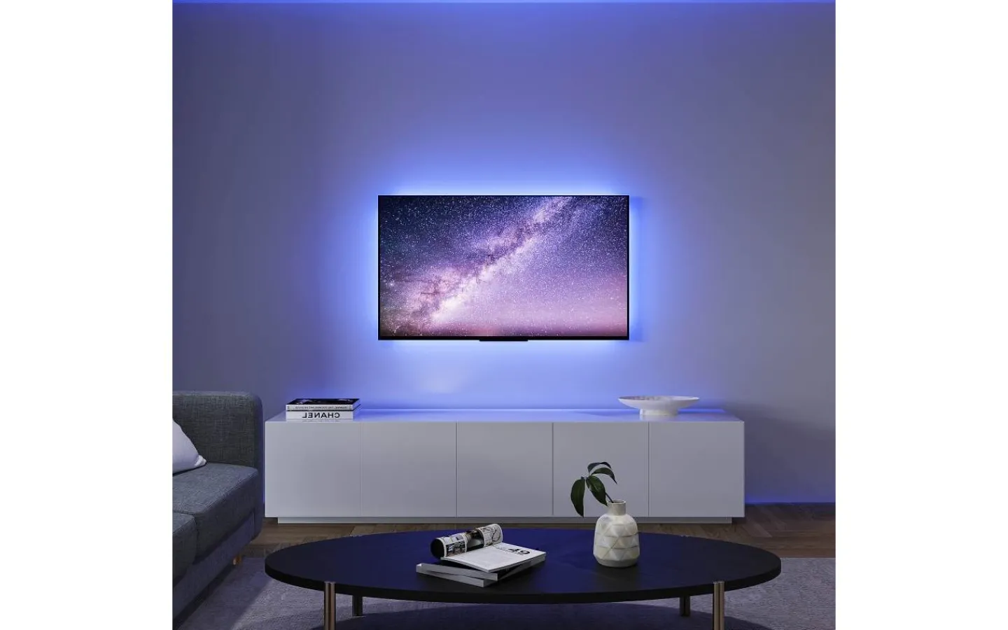 12V Led Slinga < Reality Screen LED-remsa för 51” skärm 3m RGB Komplett Kit USB Svart