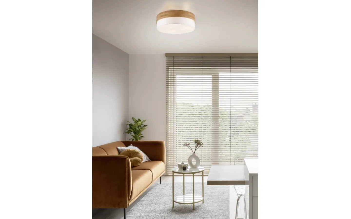 Plafonder-Trio Lighting Seasons Plafond 50cm E27 vit/trä
