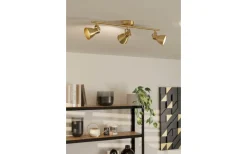 Avlånga Takspotlights|Takspot Med 3 Lampor-Eglo Seras Takspotlight 60cm GU10 LED 3000K 3x3W Borstad Mässing