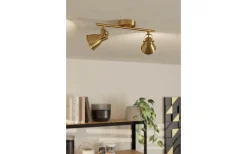 Avlånga Takspotlights|Takspot Med 2 Lampor < Eglo Seras Takspotlight 37cm GU10 LED 3000K 2x3W Borstad Mässing