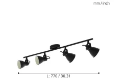 Avlånga Takspotlights|Takspot Med Minst 4 Lampor-Eglo Seras Takspotlight 77cm GU10 LED 3000K 4x3W Svart
