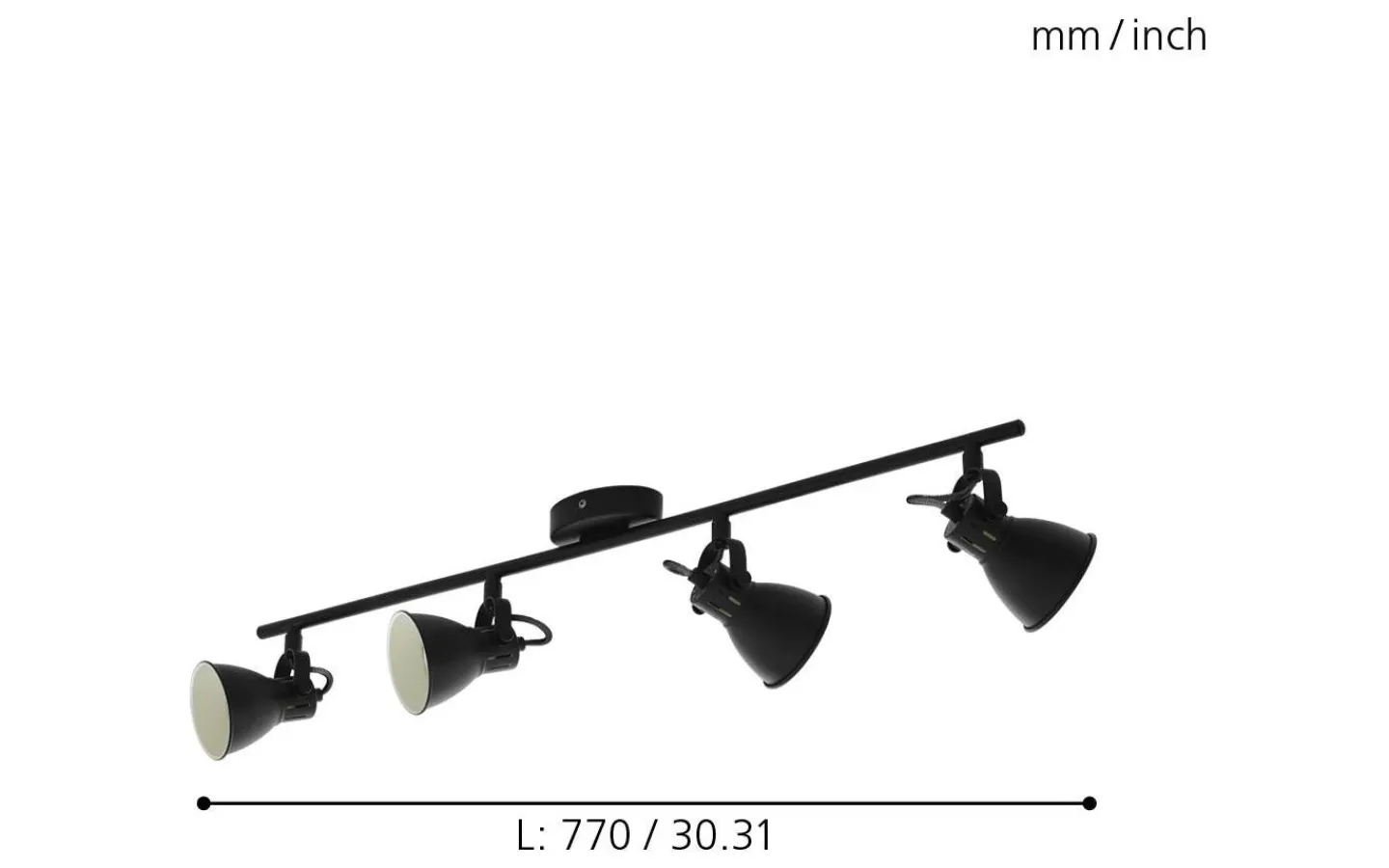 Avlånga Takspotlights|Takspot Med Minst 4 Lampor-Eglo Seras Takspotlight 77cm GU10 LED 3000K 4x3W Svart