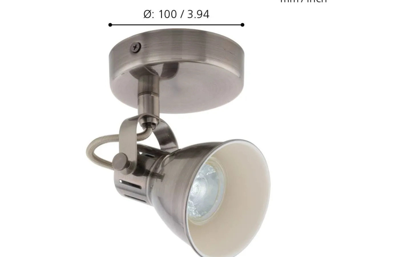 Takspot Med 1 Lampa < Eglo Seras Takspotlight 10cm GU10 LED 3000K 3W Nickel