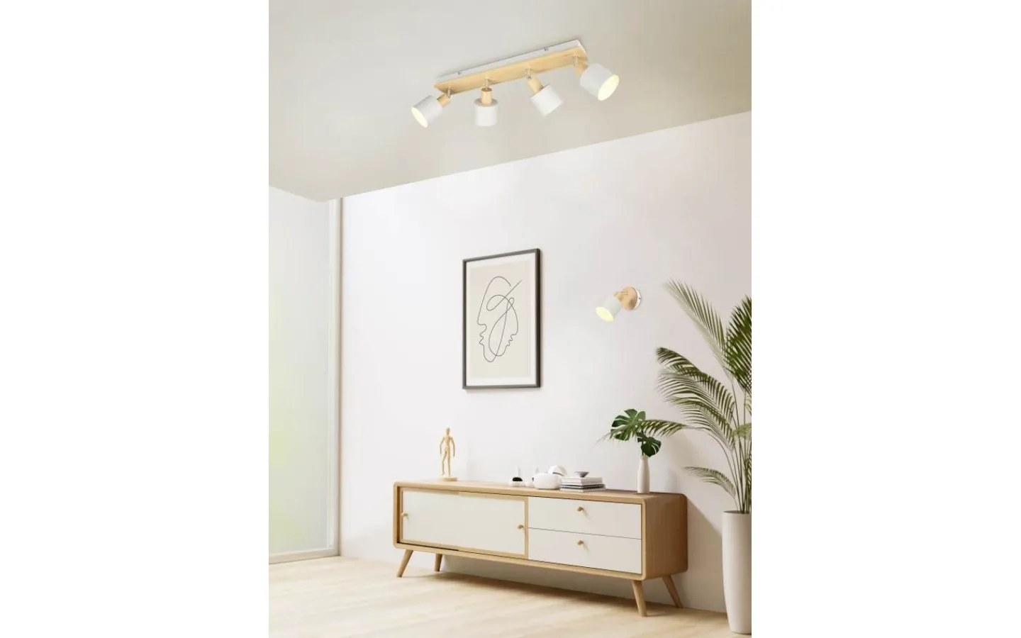 Läslampor-Trio Lighting Shanti Spotlight E14 varmgrå/trä