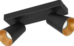 Takspot Med 2 Lampor-Trio Lighting Sharp Spotlight 2-delad GU10 matt svart/guld