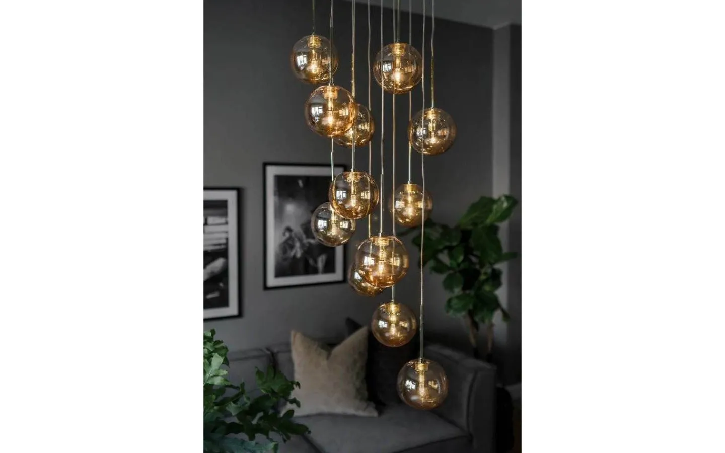 Vardagsrum|Kök & Matplats < Globen Lighting Skyfall Taklampa 30cm 12xG4 Mässing/Amber