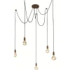 Stora Taklampor Ø70-150 Cm-Trio Lighting Sladdpendel 5-delat E27 antikkoppar