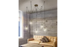 Stora Taklampor Ø70-150 Cm-Trio Lighting Sladdpendel 5-delat E27 antikkoppar