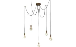 Stora Taklampor Ø70-150 Cm-Trio Lighting Sladdpendel 5-delat E27 antikkoppar