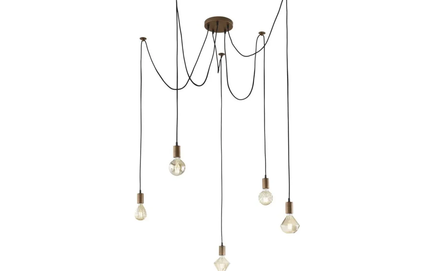 Stora Taklampor Ø70-150 Cm-Trio Lighting Sladdpendel 5-delat E27 antikkoppar