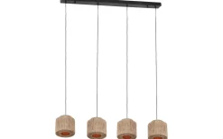 Avlånga Taklampor-Trio Lighting Smilla Takpendel 4-delad E27 naturfärgad/jute