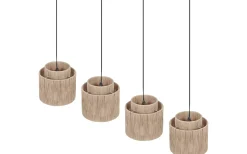 Avlånga Taklampor-Trio Lighting Smilla Takpendel 4-delad E27 naturfärgad/jute