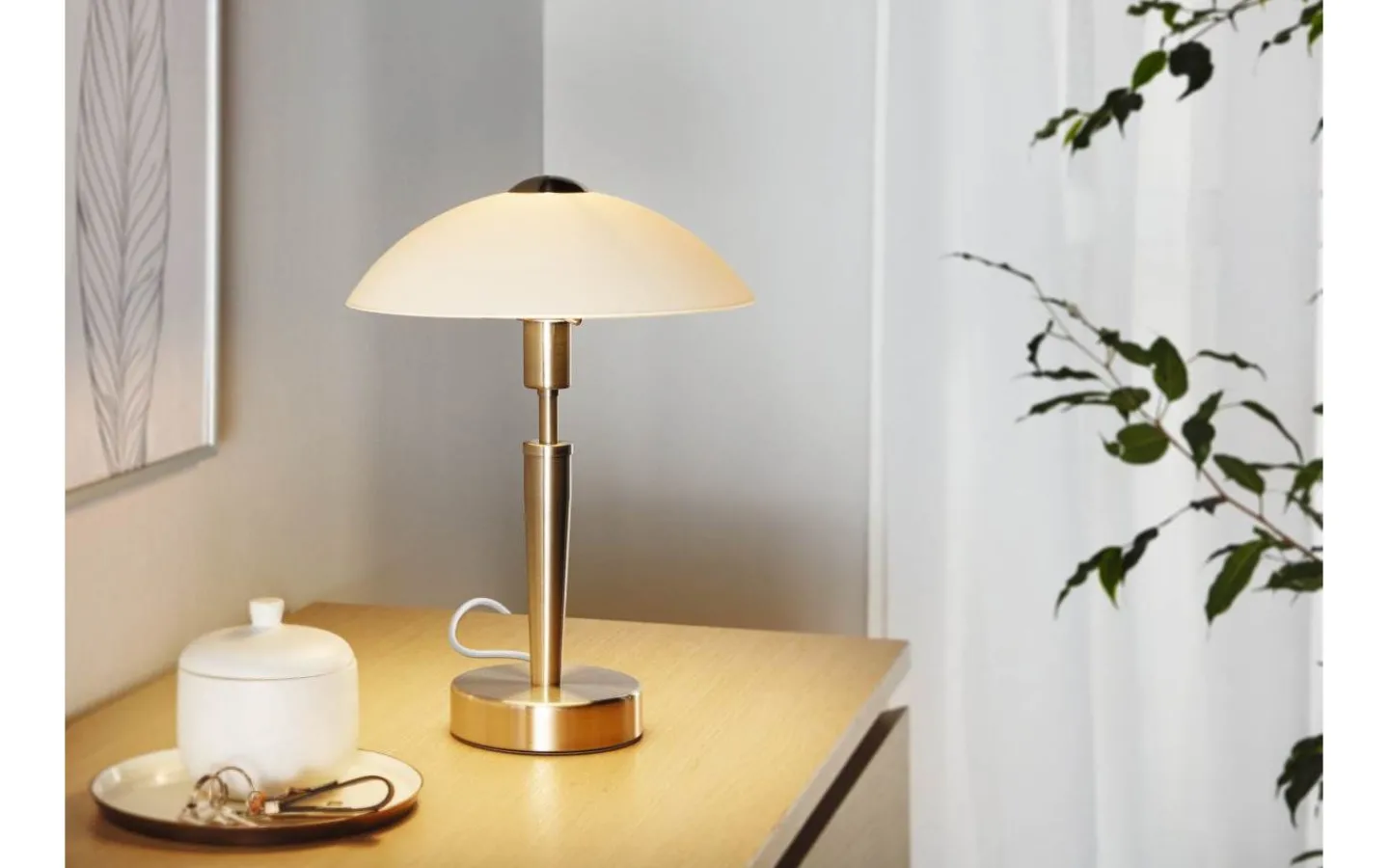 Bordslampor-Eglo Solo Bordslampa 35cm DIM Nickel