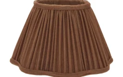 Enfärgade Runda Lampskärmar|Plisserade Lampskärmar-PR Home Sonja Lampskärm Ø35cm Cognac