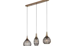 Avlånga Taklampor-Trio Lighting Soraya Takpendel 3-os E27 mattsvart/antikmässing