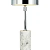 Uppladdningsbara Lampor Inomhus|Bordslampor-Dyberg Larsen Starlight Uppladdningsbar Bordslampa 25cm LED 3000K 2W Krom/Grå Marmor