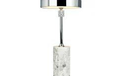 Uppladdningsbara Lampor Inomhus|Bordslampor-Dyberg Larsen Starlight Uppladdningsbar Bordslampa 25cm LED 3000K 2W Krom/Grå Marmor
