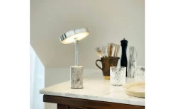 Uppladdningsbara Lampor Inomhus|Bordslampor-Dyberg Larsen Starlight Uppladdningsbar Bordslampa 25cm LED 3000K 2W Krom/Grå Marmor