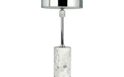Uppladdningsbara Lampor Inomhus|Bordslampor-Dyberg Larsen Starlight Uppladdningsbar Bordslampa 25cm LED 3000K 2W Krom/Grå Marmor