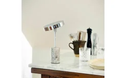 Uppladdningsbara Lampor Inomhus|Bordslampor-Dyberg Larsen Starlight Uppladdningsbar Bordslampa 25cm LED 3000K 2W Krom/Grå Marmor