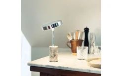 Uppladdningsbara Lampor Inomhus|Bordslampor-Dyberg Larsen Starlight Uppladdningsbar Bordslampa 25cm LED 3000K 2W Krom/Grå Marmor