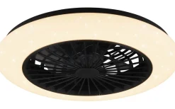 Takfläktar < Reality Stralsund Takfläkt 49cm LED mattsvart stjärnljus