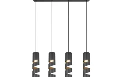 Avlånga Taklampor-Trio Lighting Stream Takpendel 4-delad GU10 mattsvart