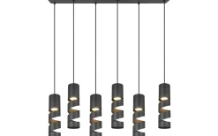 Avlånga Taklampor-Trio Lighting Stream Takpendel 6-delad GU10 mattsvart