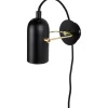 Sovrum|Läslampor-Globen Lighting Swan Mini Vägglampa Svart/Mässing