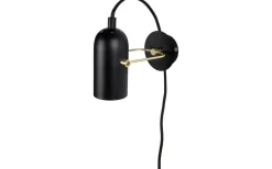 Sovrum|Läslampor-Globen Lighting Swan Mini Vägglampa Svart/Mässing