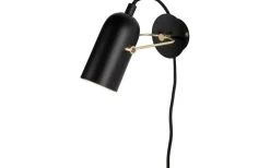 Sovrum|Läslampor-Globen Lighting Swan Mini Vägglampa Svart/Mässing