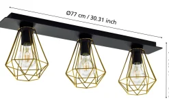 Plafonder < Eglo Tarbes Plafond 77cm Svart/Mässing