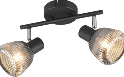 Takspot Med 2 Lampor-Trio Lighting Tarifa Spotlight 2-delad E14 mattsvart/förkromad