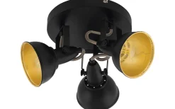 Runda Takspotlights|Takspot Med 3 Lampor-Eglo Thornton Takspotlight 25cm Svart/Guld