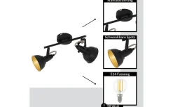 Avlånga Takspotlights|Takspot Med 2 Lampor < Eglo Thornton Takspotlight 39cm Svart/Guld