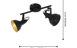 Avlånga Takspotlights|Takspot Med 2 Lampor < Eglo Thornton Takspotlight 39cm Svart/Guld